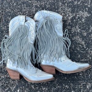 Dingo Metallic Fringe Heeled Boots